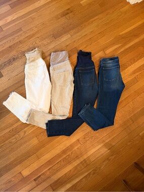 Maternity Jean BundleWomen's Stretch Skinny Jeans in White, Cream, and Dark Blue